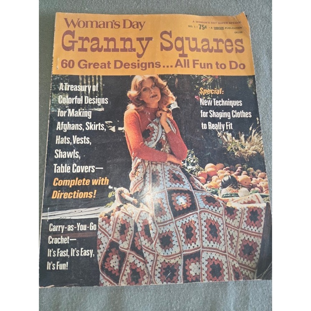 Vintage Woman's Day Granny Squares Crochet Magazine No 1 60 Designs 1970s Retro